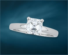 Asscher Cut Platinum Solitare Ring